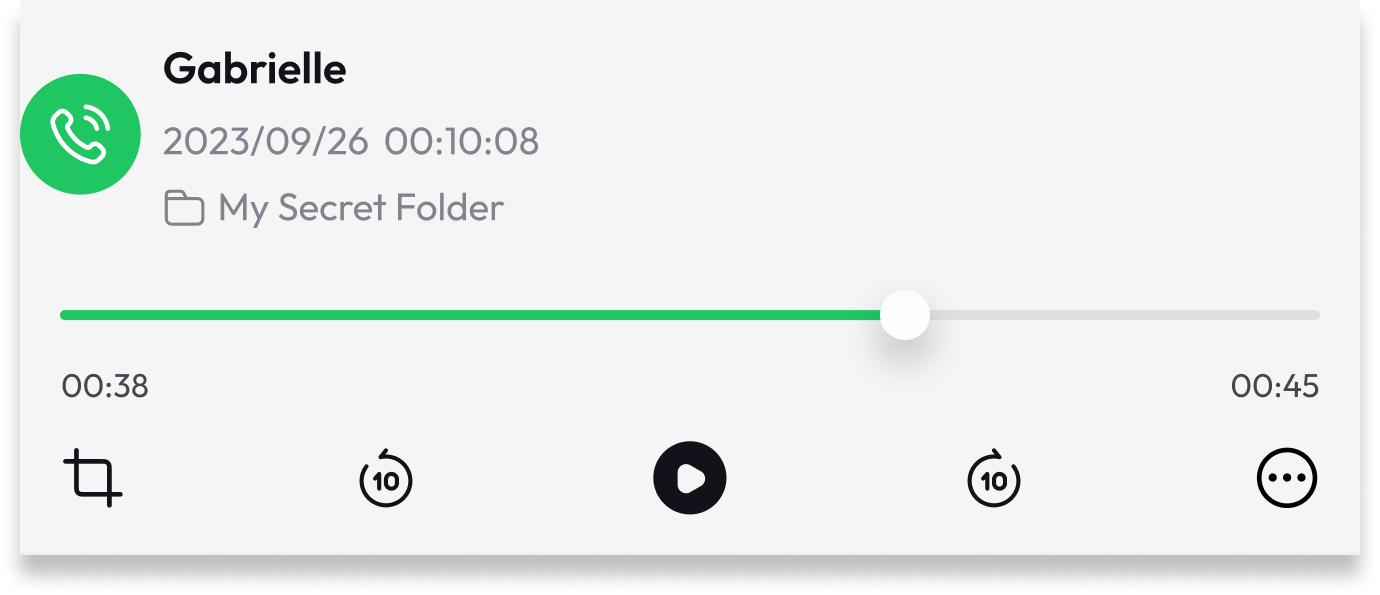 Voice record status screen