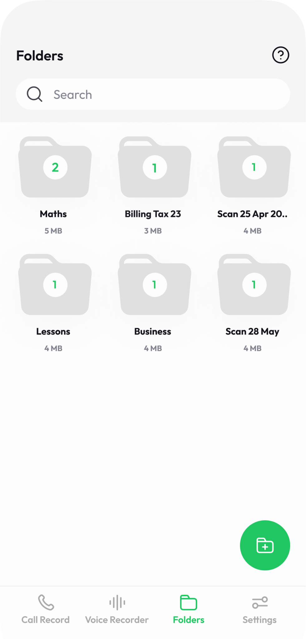 Folder view mockup