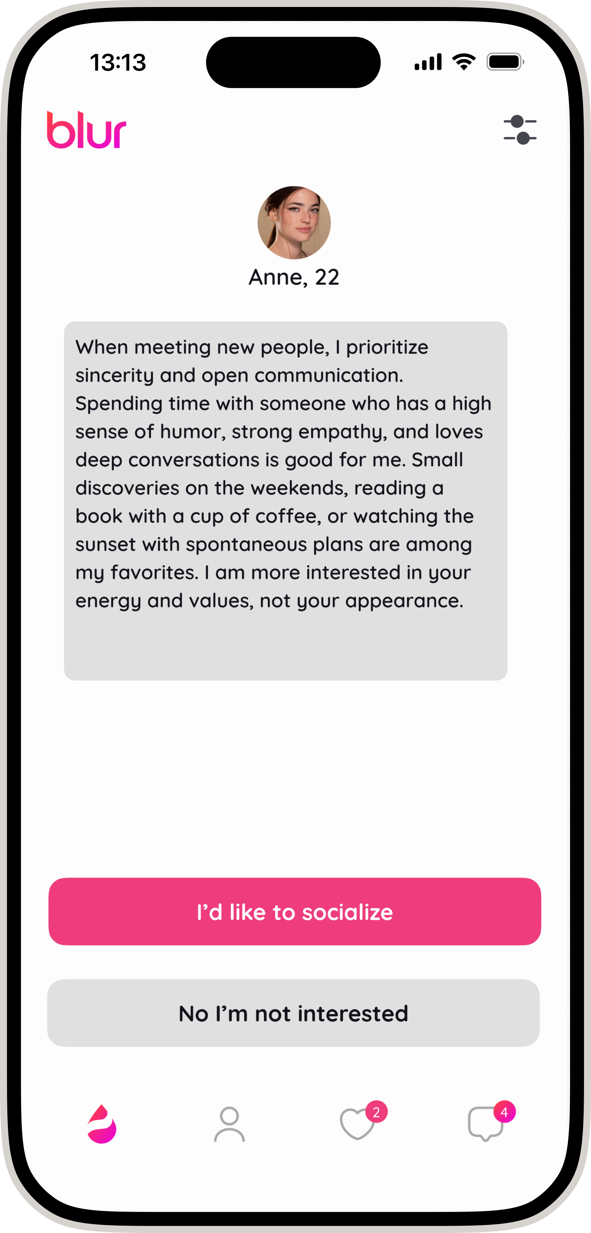 Blur App on iPhone